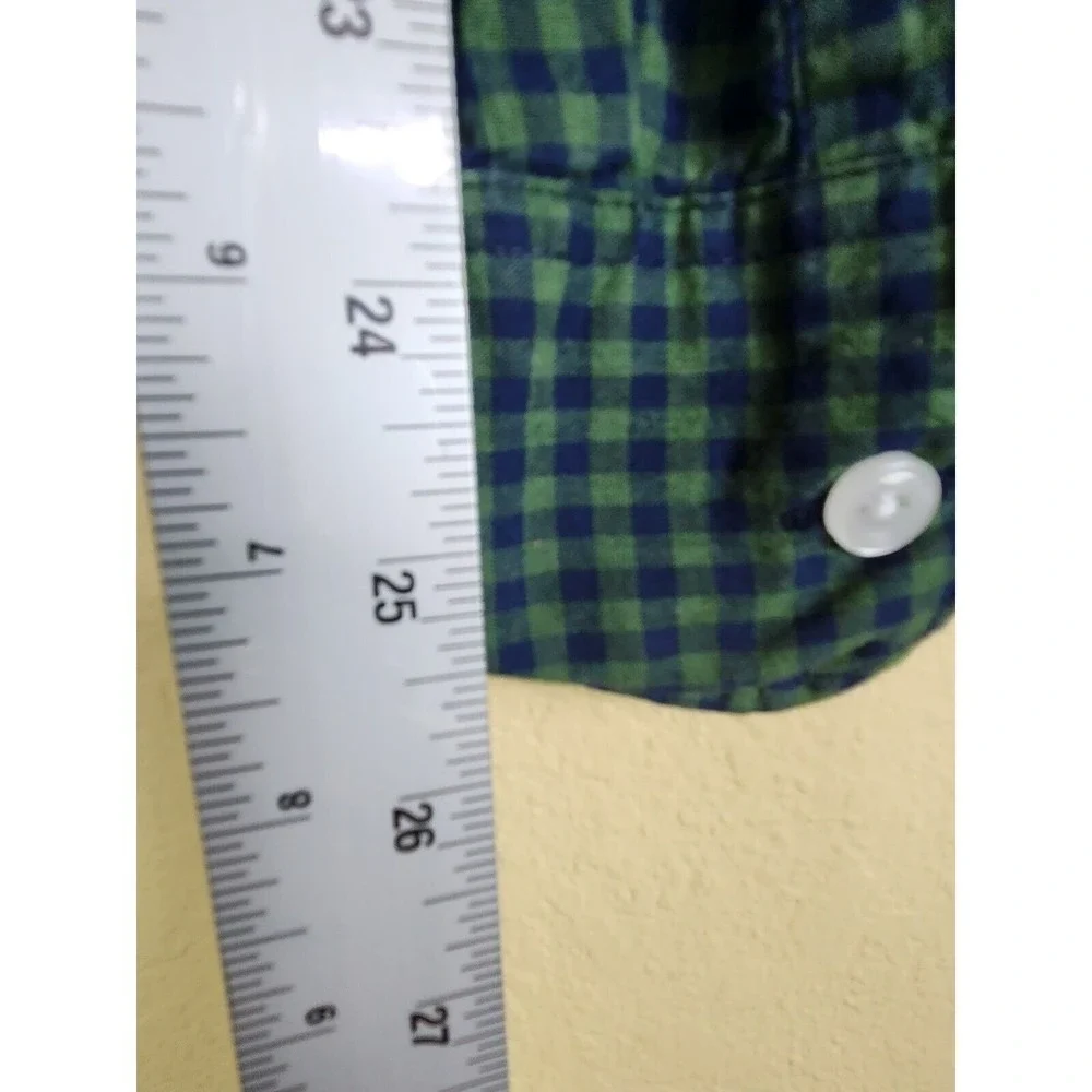 J.Crew‎ Flex Washed Slim Fit Gingham Button Down Shirt Mens XL Green Navy Blue